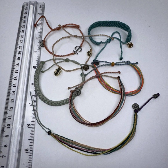 Pura Vida Bracelet Lot Anchor Leaf Charm Braided Multi Strand COlor Set 7 Rope - Picture 6 of 6